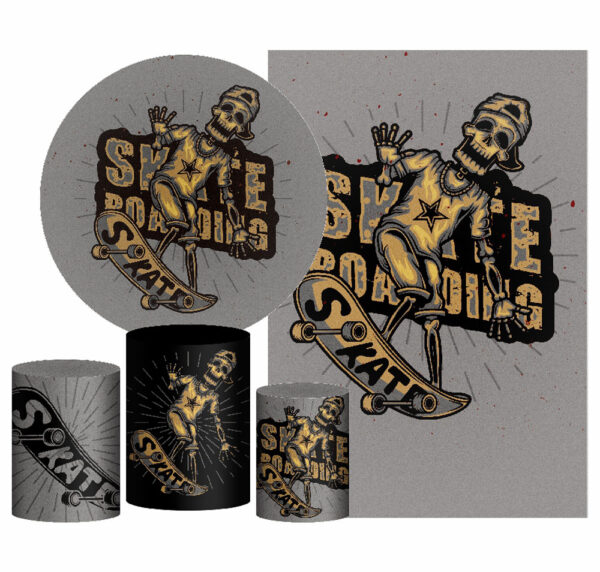 Kit Casado Skate Painel Redondo Trio Capas Cilindro Retangular Vertical Em Tecido