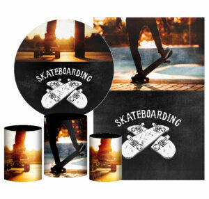 Kit Casado Skate Painel Redondo Trio Capas Cilindro Retangular Vertical Em Tecido