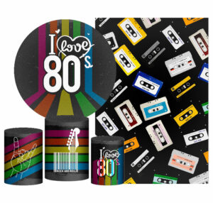 Kit Casado Anos 80 Painel Redondo Trio Capas Cilindro Retangular Vertical Em Tecido