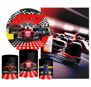 Kit Casado Formula 1 Painel Redondo Trio Capas Cilindro Retangular Vertical Em Tecido