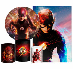 Kit Casado The Flash Painel Redondo Trio Capas Cilindro Retangular Vertical Em Tecido