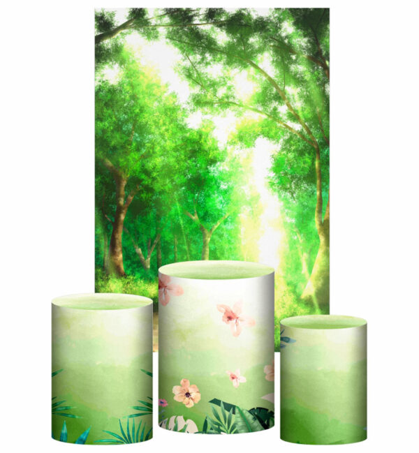 Kit Casado Bosque Trio Capa Cilindro Retangular Tecido