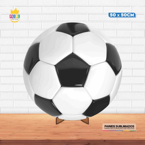 Painel Redondo 3D Futebol Tecido 50cm X 50cm Com Suporte MDF