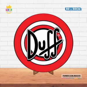 Painel Redondo 3D Duff Tecido 50cm X 50cm Com Suporte MDF