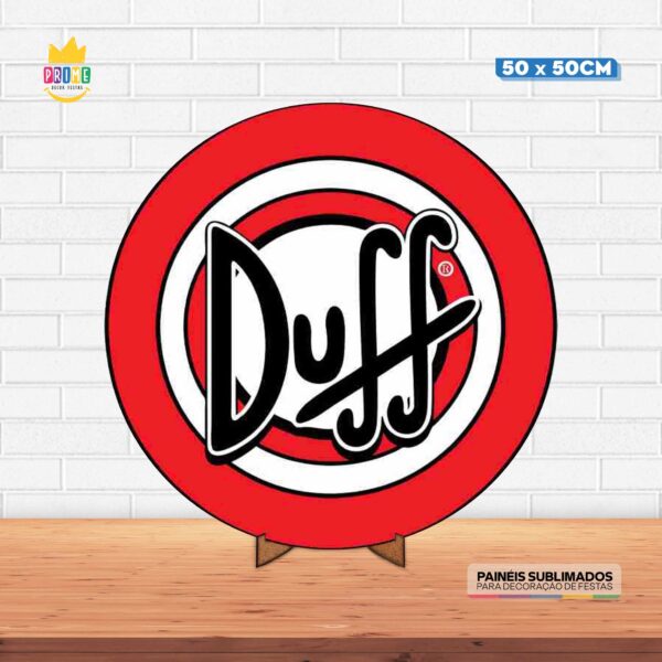 Painel Redondo 3D Duff Tecido 50cm X 50cm Com Suporte MDF