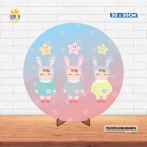 Painel Redondo 3D Boneca Metoo Doll Tecido 50cm X 50cm Com Suporte MDF