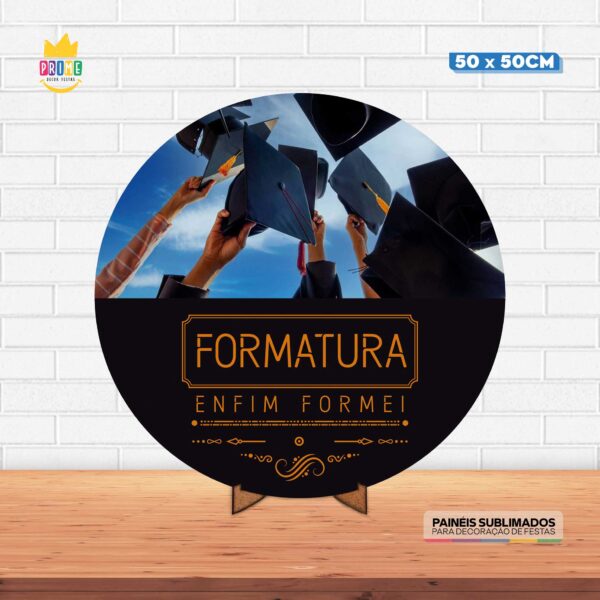 Painel Redondo 3D Formatura Tecido 50cm X 50cm Com Suporte MDF