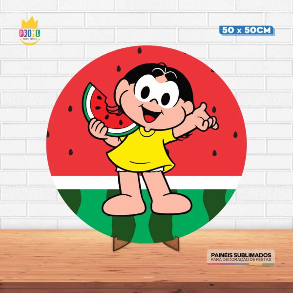 Painel Redondo 3D Magali Tecido 50cm X 50cm Com Suporte MDF