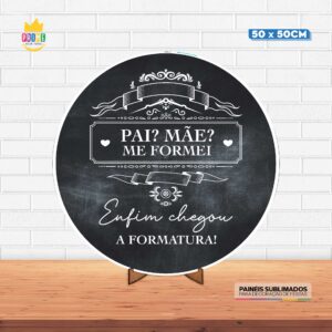 Painel Redondo 3D Formatura Tecido 50cm X 50cm Com Suporte MDF