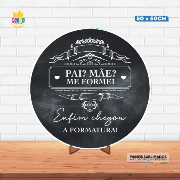 Painel Redondo 3D Formatura Tecido 50cm X 50cm Com Suporte MDF