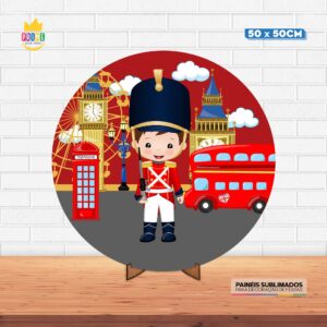 Painel Redondo 3D Soldadinho de Chumbo Tecido 50cm X 50cm Com Suporte MDF