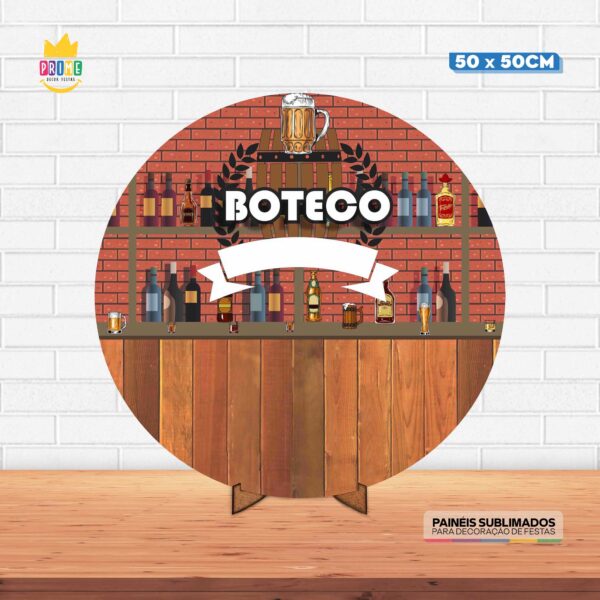Painel Redondo 3D Boteco Tecido 50cm X 50cm Com Suporte MDF