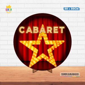 Painel Redondo 3D Cabaret Tecido 50cm X 50cm Com Suporte MDF