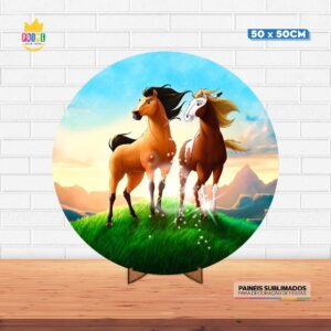 Painel Redondo 3D Spirit Tecido 50cm X 50cm Com Suporte MDF