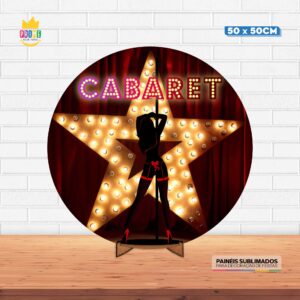 Painel Redondo 3D Cabaret Tecido 50cm X 50cm Com Suporte MDF