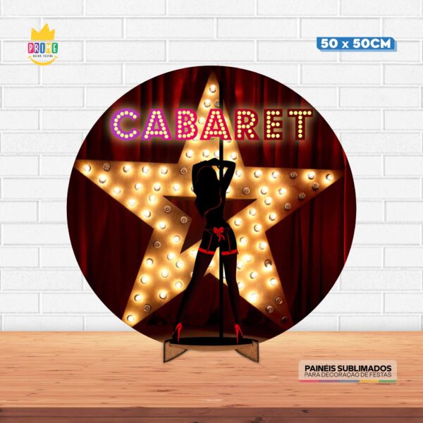 Painel Redondo 3D Cabaret Tecido 50cm X 50cm Com Suporte MDF