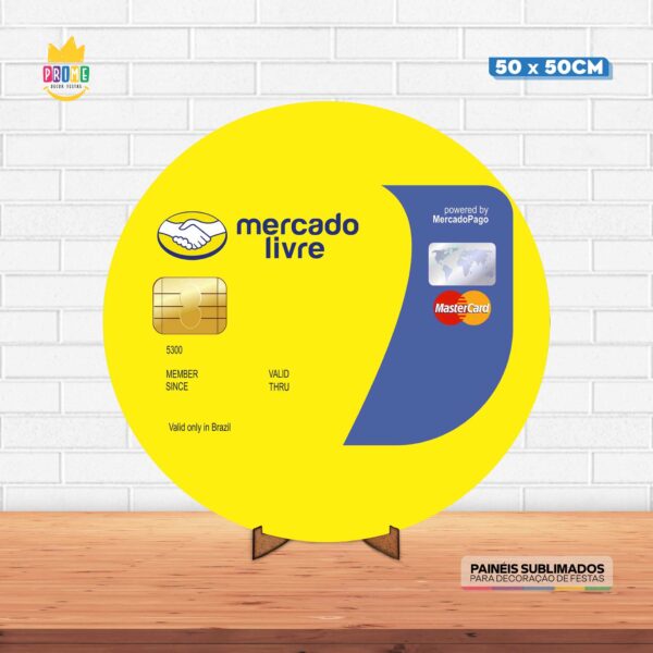 Painel Redondo 3D Mercado Livre Tecido 50cm X 50cm Com Suporte MDF