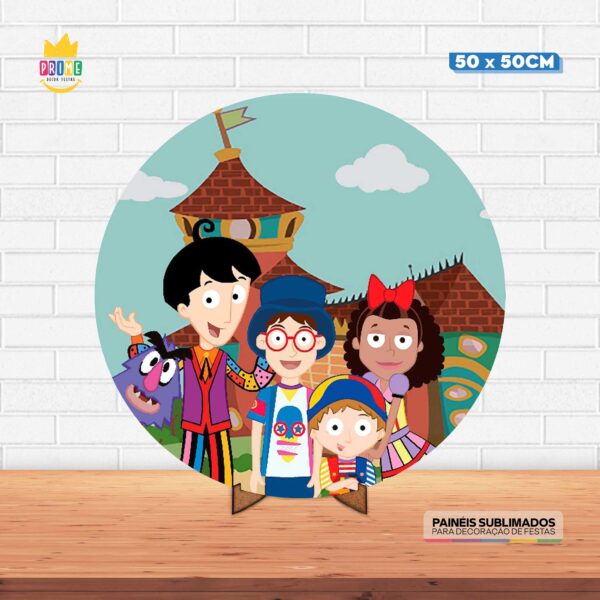 Painel Redondo 3D Castelo Ratibum Tecido 50cm X 50cm Com Suporte MDF
