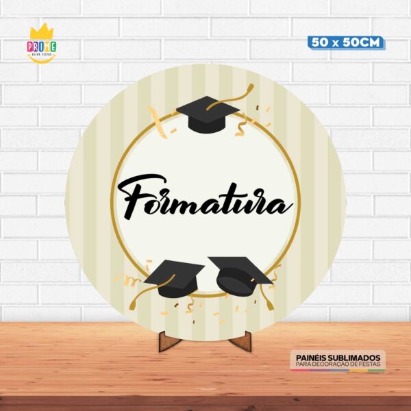 Painel Redondo 3D Formatura Tecido 50cm X 50cm Com Suporte MDF