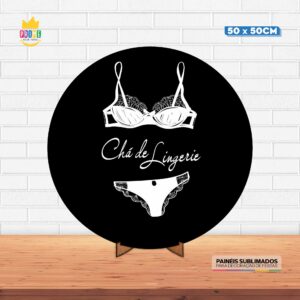 Painel Redondo 3D Chá de Lingerie Tecido 50cm X 50cm Com Suporte MDF