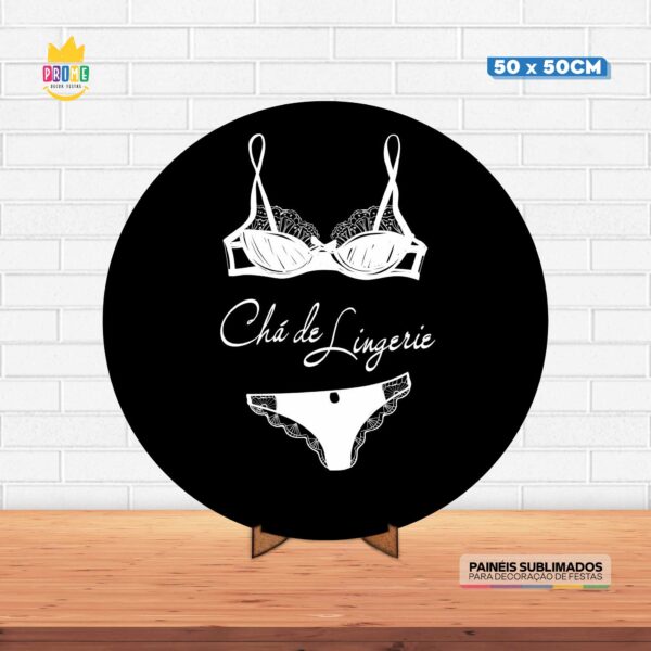 Painel Redondo 3D Chá de Lingerie Tecido 50cm X 50cm Com Suporte MDF