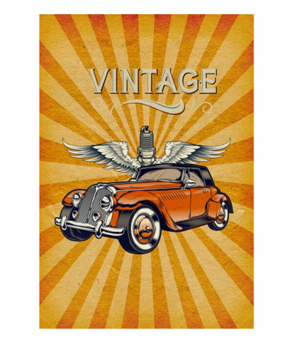 Painel de Festa Retangular 3D Carros Vintage Casadinho 1,50m x 2,20