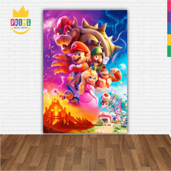 Painel de Festa Retangular 3D Super Mario Casadinho 1,50m x 2,20 - Image 2