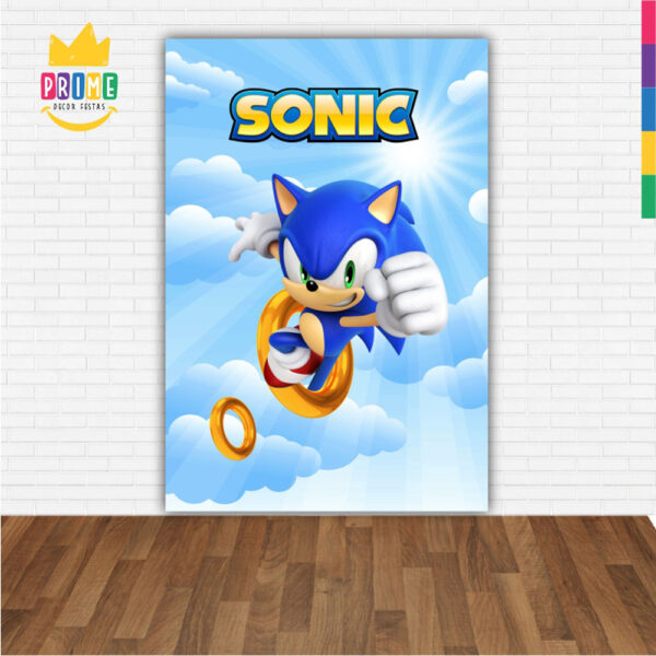 Painel de Festa Retangular 3D Sonic Casadinho 1,50m x 2,20 - Image 2