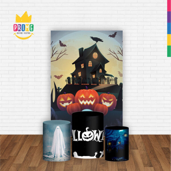 Kit Casado Halloween Trio Capa Cilindro Retangular Tecido - Image 2