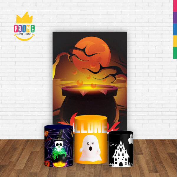 Kit Casado Halloween Trio Capa Cilindro Retangular Tecido - Image 2
