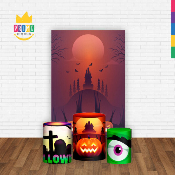 Kit Casado Halloween Trio Capa Cilindro Retangular Tecido - Image 2