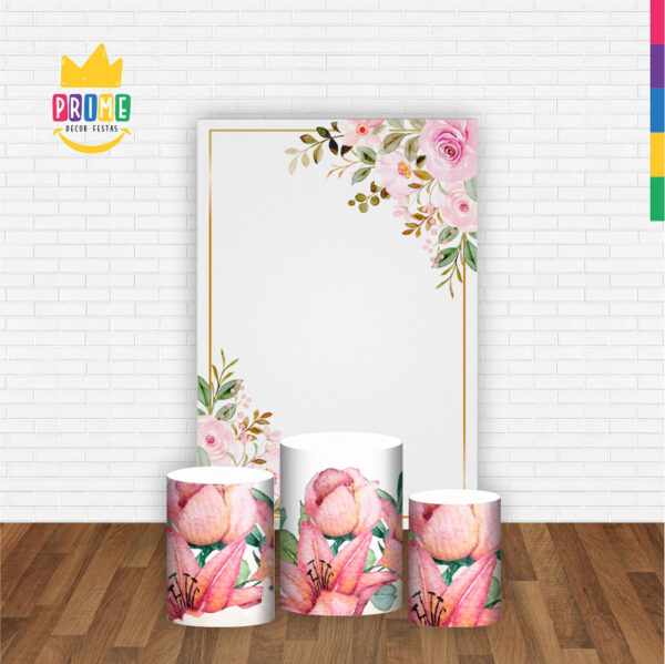 Kit Casado Floral Trio Capa Cilindro Retangular Tecido - Image 2