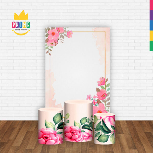 Kit Casado Floral Trio Capa Cilindro Retangular Tecido - Image 2