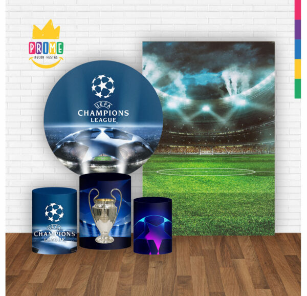 Kit Casado Futebol Painel Redondo Trio Capas Cilindro Retangular Vertical Em Tecido - Image 2