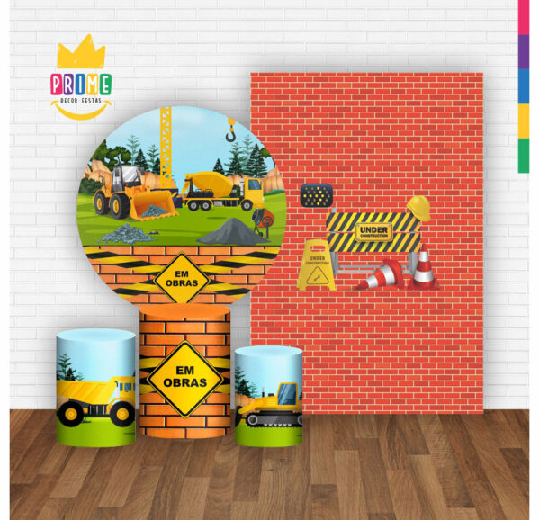 Kit Casado Construção Painel Redondo Trio Capas Cilindro Retangular Vertical Em Tecido - Image 2