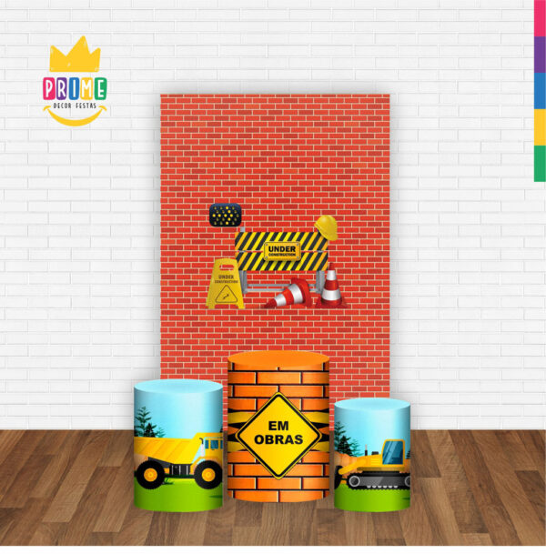 Kit Casado Construção Trio Capa Cilindro Retangular Tecido - Image 2