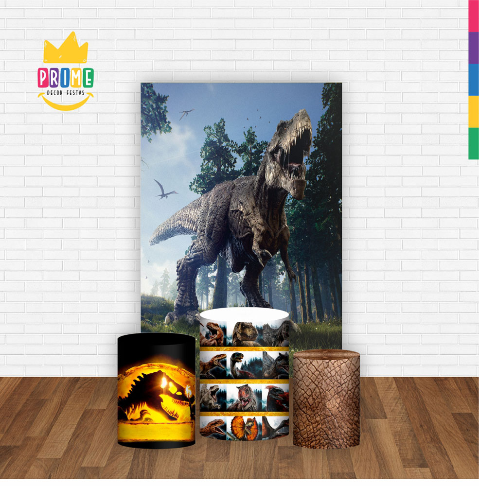 Kit Casado Jurassic World Trio Capa Cilindro Retangular Tecido - Imagem 2