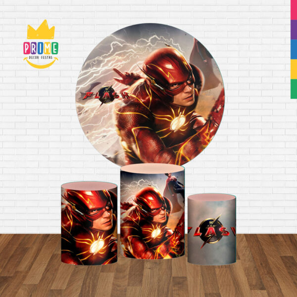 Trio Capa Cilindro + Painel Redondo 3D The Flash 1,50m Veste Fácil - Image 2