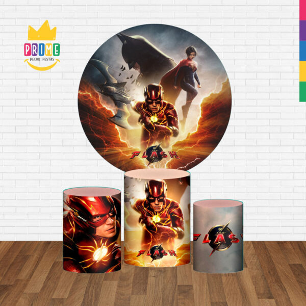 Trio Capa Cilindro + Painel Redondo 3D The Flash 1,50m Veste Fácil - Image 2