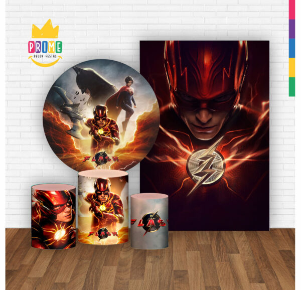 Kit Casado The Flash Painel Redondo Trio Capas Cilindro Retangular Vertical Em Tecido - Image 2