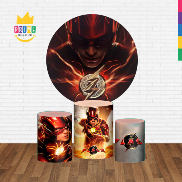Trio Capa Cilindro + Painel Redondo 3D The Flash 1,50m Veste Fácil - Image 2