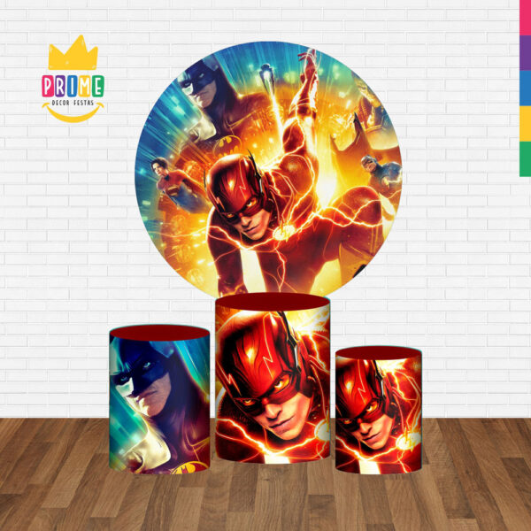 Trio Capa Cilindro + Painel Redondo 3D The Flash 1,50m Veste Fácil - Image 2