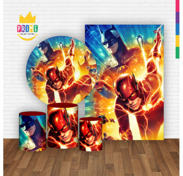 Kit Casado The Flash Painel Redondo Trio Capas Cilindro Retangular Vertical Em Tecido - Image 2