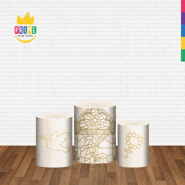 Trio Capa Cilindro Primeira Eucaristia 3D Em Tecido Com Elástico - Image 2