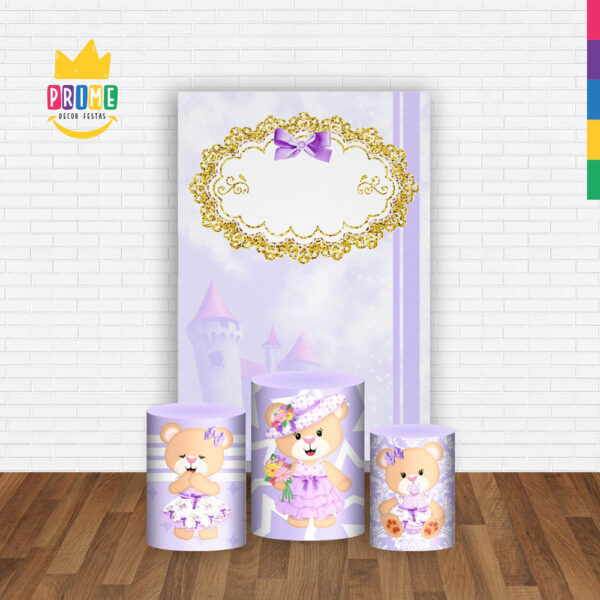 Kit Casado Princesa Ursinha Trio Capa Cilindro Retangular Tecido - Image 2