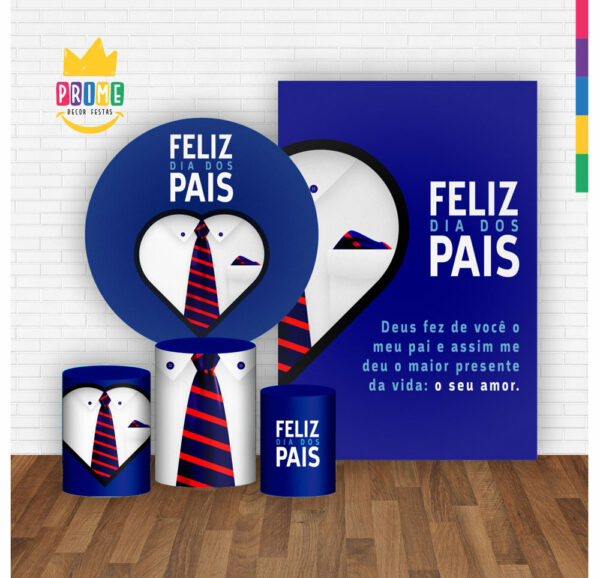 Kit Casado Dia dos Pais Painel Redondo Trio Capas Cilindro Retangular Vertical Em Tecido - Image 2