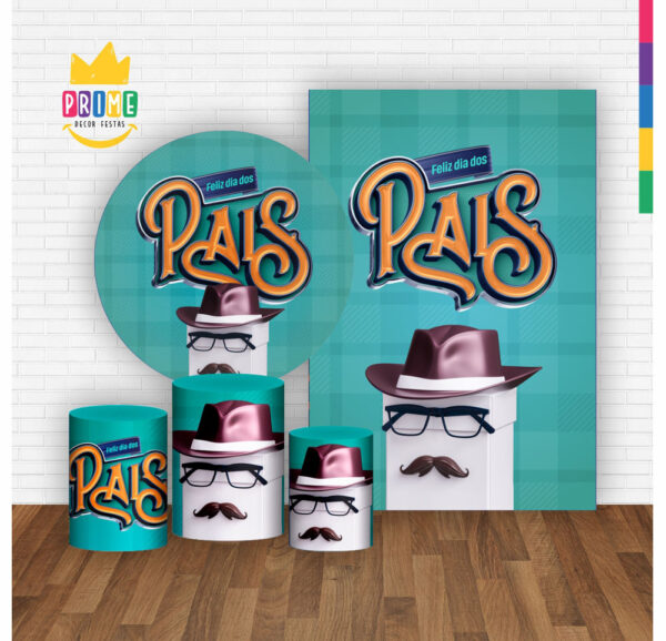 Kit Casado Dia dos Pais Painel Redondo Trio Capas Cilindro Retangular Vertical Em Tecido - Image 2