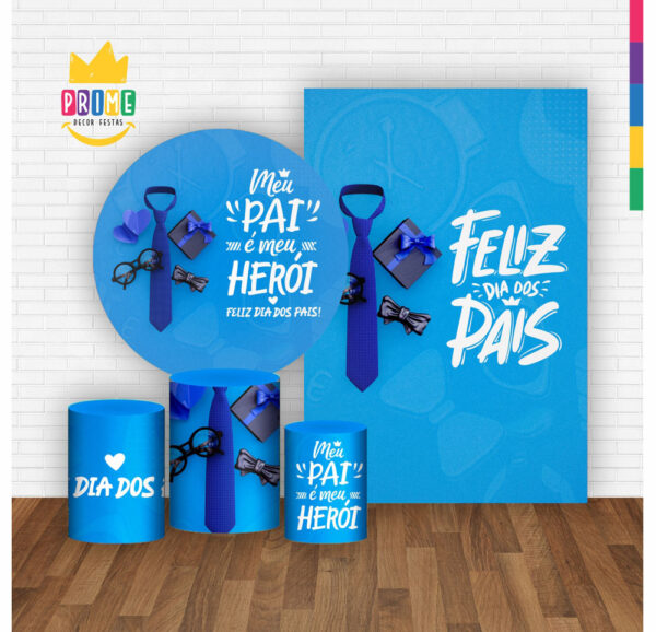 Kit Casado Dia dos Pais Painel Redondo Trio Capas Cilindro Retangular Vertical Em Tecido - Image 2