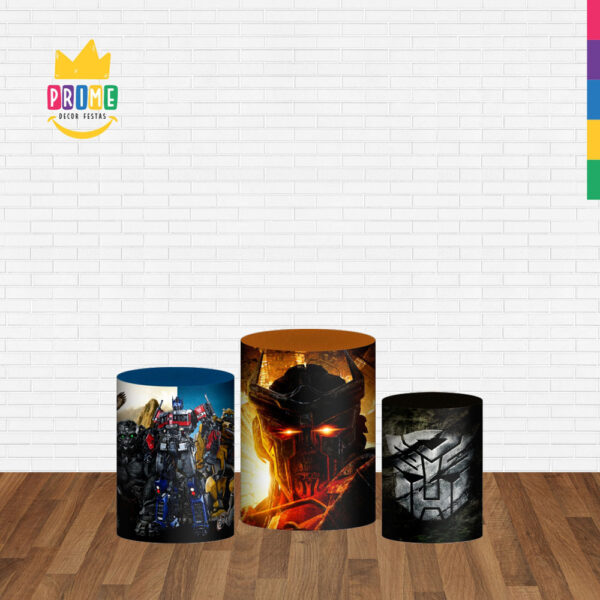 Trio Capa Cilindro Transformers  3D Em Tecido Com Elástico - Image 2