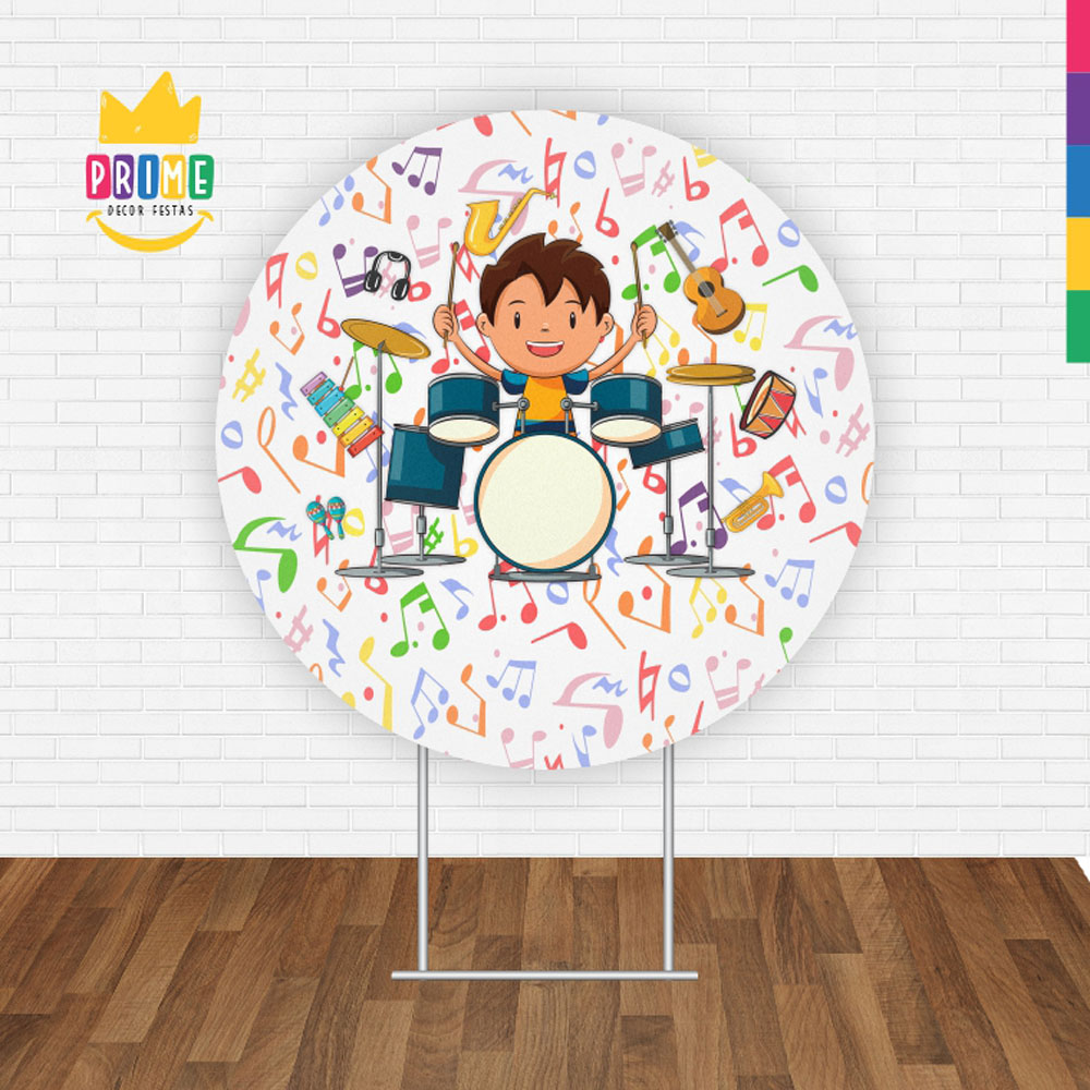 Painel Redondo 3D Musicas Instrumentos Tecido Sublimado - Imagem 2